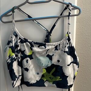The North Face Floral Print Strappy Crop Top - Black, White, Green